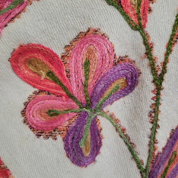 anu By natural  Embroidered Paisley Floral Wool Blend Shawl Jacket Size L/XL - Picture 13 of 16